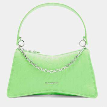 مملوكة مسبقًا Karl Lagerfield K Seven Element Shb Embossed Green Leather Shoulder bag