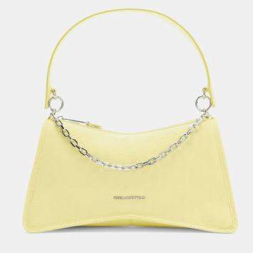 مملوكة مسبقًا Karl Lagerfield K Seven Element Shb Embossed Yellow Leather Shoulder bag