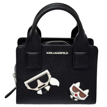 Pre Owned Karl Lagerfeld Black Faux Leather K/Klassik Satchel