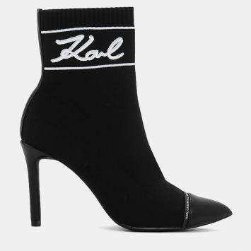 مملوكة مسبقًا Karl Lagerfield Signia Black Leather Ankle Boots 36