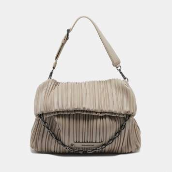 Pre Owned Karl Lagerfeld Beige Quilted Leather K/Kushion Fold Over Bag