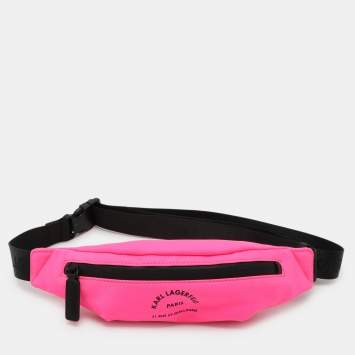 Pre Owned Karl Lagerfeld Neon Pink Nylon Rue St. Guillaume Belt Bag