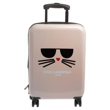 Pre Owned Karl Lagerfeld Light Pink Plastic Kat Expandable 4 Wheel Luggage