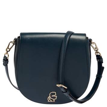 Pre Owned Karl Lagerfeld Teal Blue Leather K/Pura Shoulder Bag