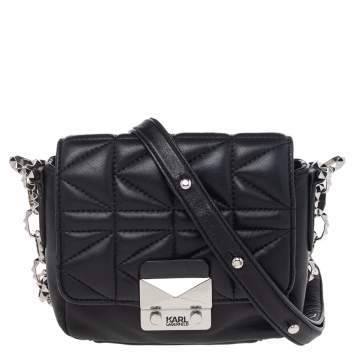 Pre Owned Karl Lagerfeld Black Quilted Leather Shoulder Bag