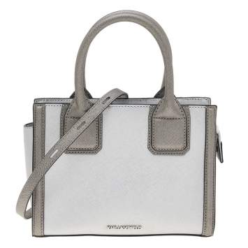 Pre Owned Karl Lagerfeld Metallic Silver/Dark Grey Saffiano Leather Mini K Klassik Tote