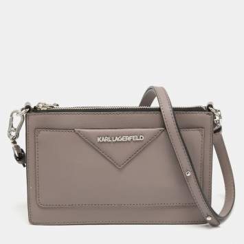 Pre Owned Karl Lagerfeld Taupe Leather K/Klassik Shoulder Bag
