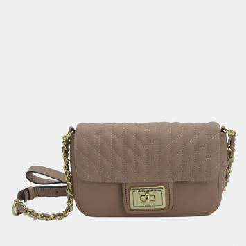 Pre Owned Karl Lagerfeld Paris Agyness Almond & Gold Leather Crossbody LH0EA502ALM