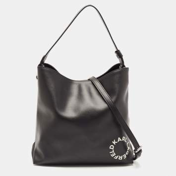 Pre Owned Karl Lagerfeld Black Leather Hobo