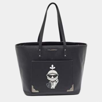 Pre Owned Karl Lagerfeld Black Coated Canvas Maybelle Tote