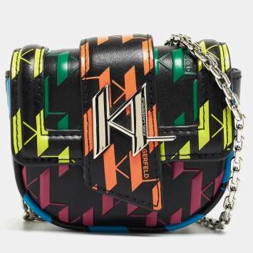 Pre Owned Karl Lagerfeld Multicolor Leather K/Saddle Chain Coin Purse