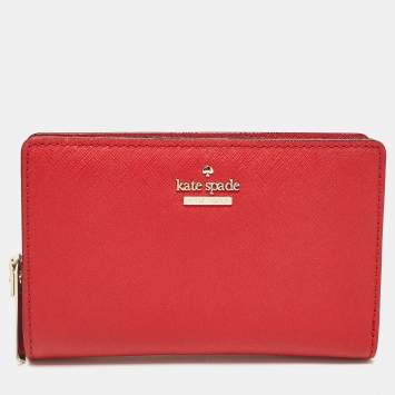 Pre Owned Kate Spade Red Leather French Wallet