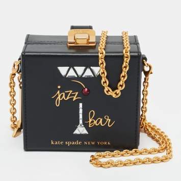 Pre Owned حقيبة كروس صغيرة كيت سبيد ماتش بوكس جلد أسود