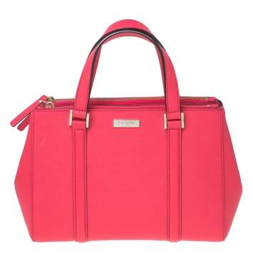 Pre Owned Kate Spade Hot Pink Leather Small Newberry Lane Loden Top Handle Bag