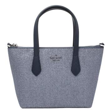 Pre Owned Kate Spade Sliver/Blue Glitter Leather Joeyley Tote