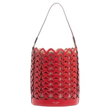 Pre Owned Kate Spade Red Leather Dorie Medium Bucket Bag