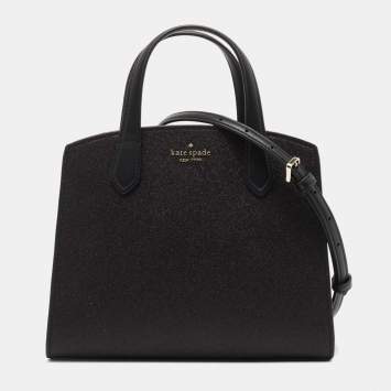 Pre Owned Kate Spade Black Glitter Fabric and Leather Tinsel Satchel