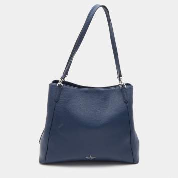 Pre Owned Kate Spade Navy Blue Leather Jackson Triple Compartment Satchel