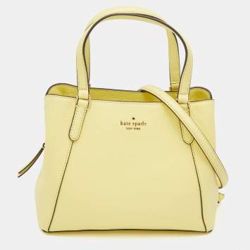 Pre Owned Kate Spade Yellow Leather Jackson Medium Triple Compartment Satchel