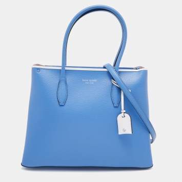 Pre Owned Kate Spade Blue/White Leather Eva Tote