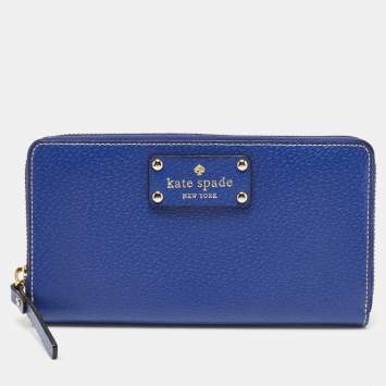 Pre Owned Kate Spade Blue Leather Wellesley Neda Continental Wallet