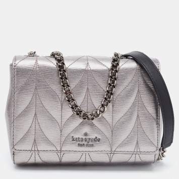 Pre Owned Kate Spade Metallic Briar Lane Quilted Leather Mini Evelyn Shoulder Bag