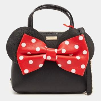 Pre Owned Kate Spade Black Leather Minnie Mouse Satchel 