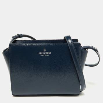 Pre Owned Kate Spade Blue Leather Hayden Grand Street Crossbody Bag