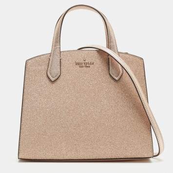 Pre Owned Kate Spade Rose Gold Glitter Fabric and Leather Tinsel Satchel