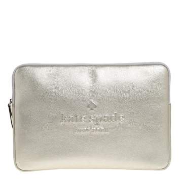 Pre Owned Kate Spade Metallic Gold Leather Laptop Case
