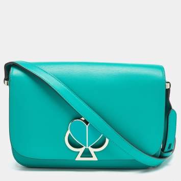Pre Owned Kate Spade Green Leather Nicola Twist Lock Shoulder Bag