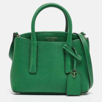 Pre Owned Kate Spade Green Leather Margaux Mini Satchel 