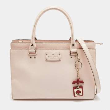 Pre Owned Kate Spade Light Pink Leather Wellesley Durham Tote 