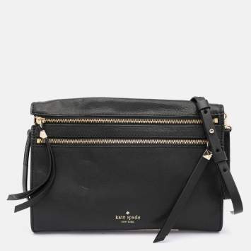 Pre Owned Kate Spade Black Leather Social Butterfly Skyler Crossbody Bag