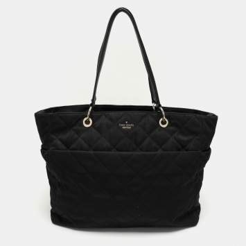 Pre Owned Kate Spade Black Quilted Nylon Tote