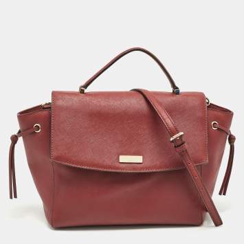 Pre Owned Kate Spade Maroon Leather Way Lilah Top Handle Bag