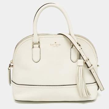 Pre Owned Kate Spade White Leather Carli McCall Street Satchel