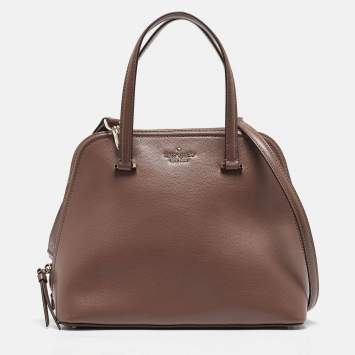 Pre Owned Kate Spade Taupe Brown Leather Patterson Drive Medium Dome Satchel