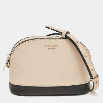 Pre Owned Kate Spade Beige/Black Leather Small Spencer Crossbody Bag