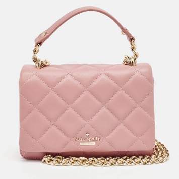Pre Owned Kate Spade Pink Quilted Leather Mini Emerson Place Vivenna Shoulder Bag