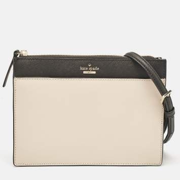 Pre Owned Kate Spade Beige/Black Leather Cameron Street Clarise Crossbody Bag