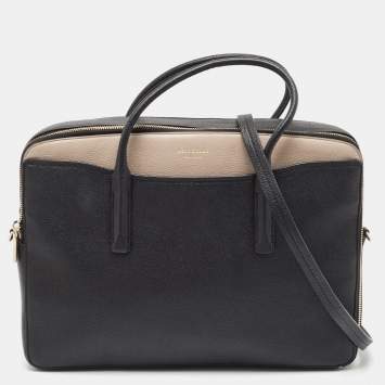 Pre Owned Kate Spade Black/Beige Leather Margaux Universal Laptop Bag