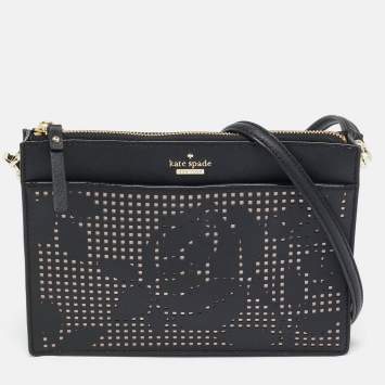 Pre Owned Kate Spade Black Leather Cameron Street Clarise Crossbody Bag  