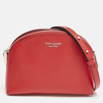 Kate Spade Red Leather Spencer Small Double Zip Crossbody Bag