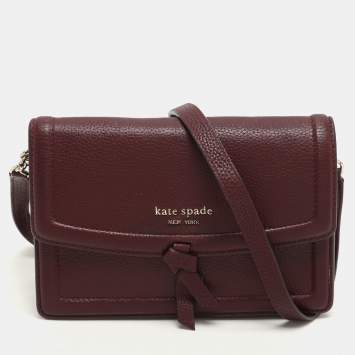 Kate Spade Burgundy Leather Knott Crossbody Bag