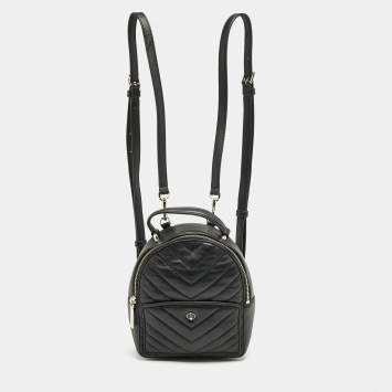 Pre Owned Kate Spade Black Quilted Leather Mini Polly Backpack