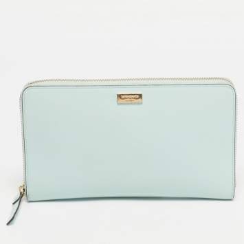 Pre Owned Kate Spade Turquoise Blue Leather Newburry Lane Talla Wallet