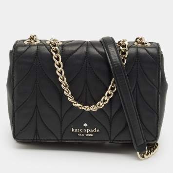 Pre Owned Kate Spade Black Quilted Leather Emelyn Shoulder Bag