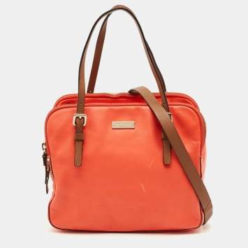 Pre Owned Kate Spade Coral Red Leather Multi Zip Satchel
