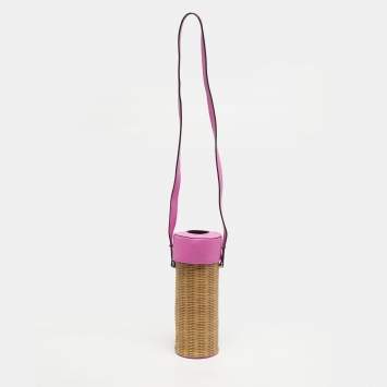 Pre Owned حقيبة كروس كيت سبيد "شامبين بوكس" جلد منسوج مطبوع بني/فوشيا